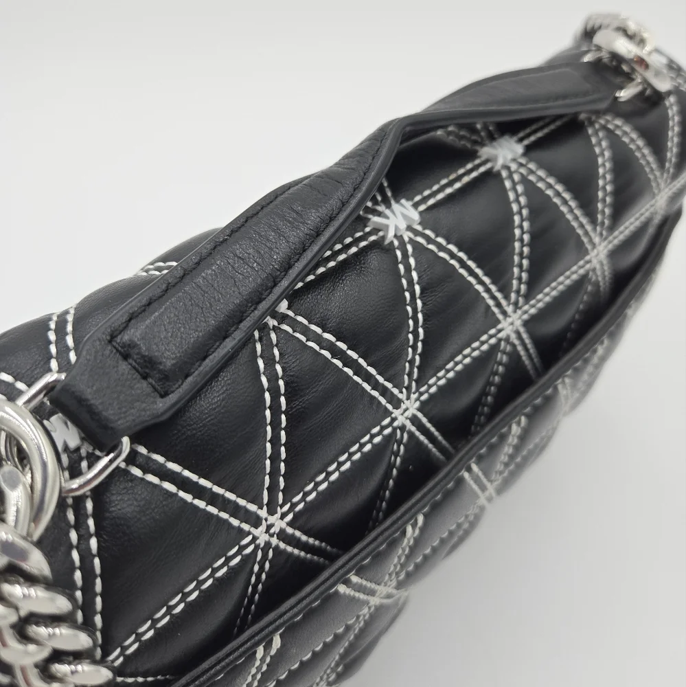 Michael Kors Black and White Quilted Sloan Shoulder Bag